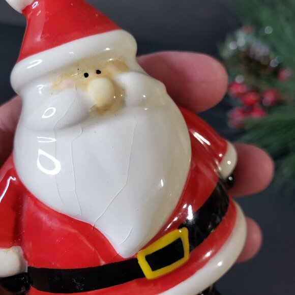 Cute Red Ceramic Christmas Santa Claus Salt and Pepper Shakers Set Holiday S+P - Picture 7 of 7